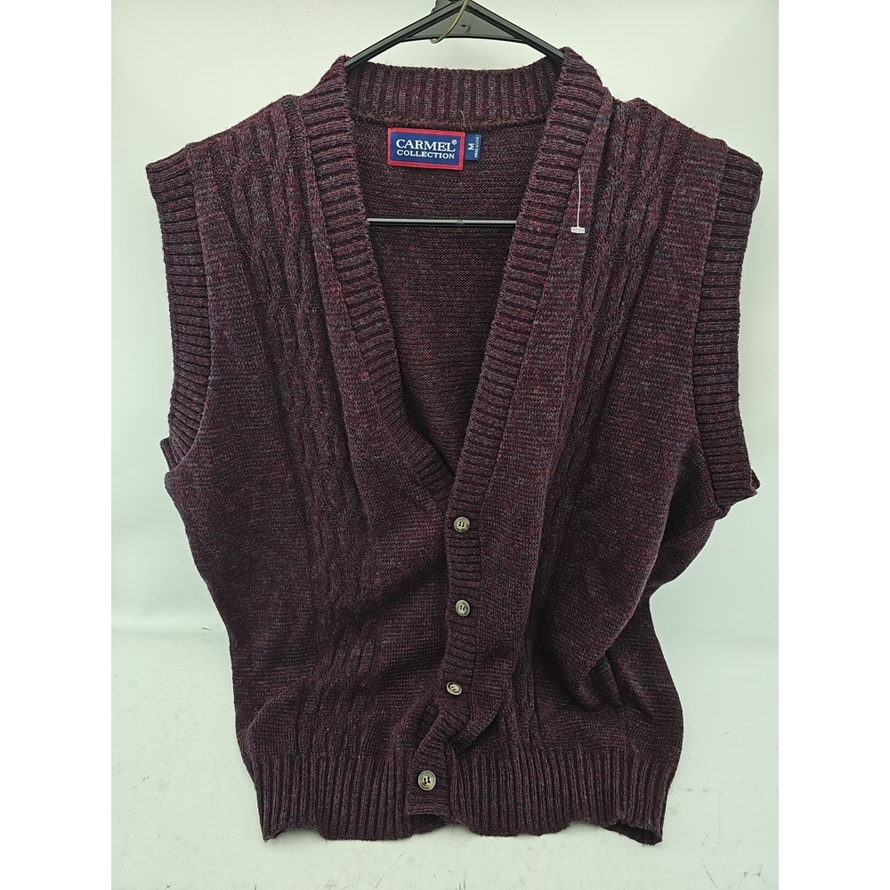 Carmel Collection Burgundy Marled Cable Knit Sweater Vest